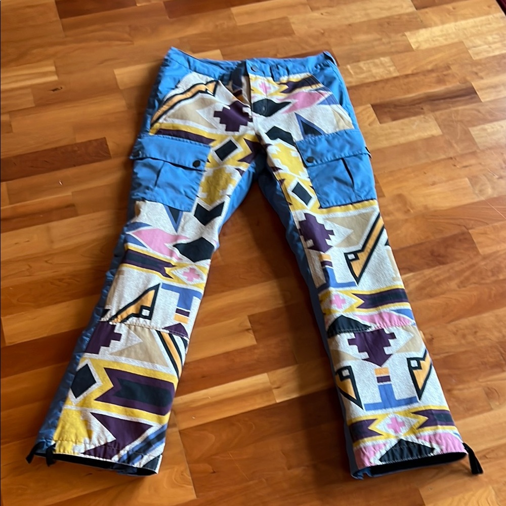 Colorful Geometric Patterned Pants Burton snowboard pants sz small